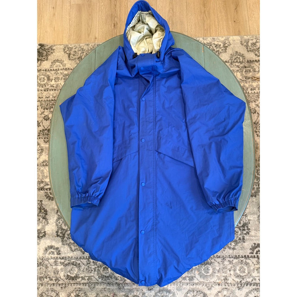 LL Bean Outdoors Gore-Tex Rain Parka Jacket Mens Large Blue Long Hooded Coat